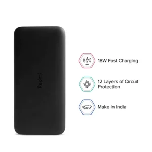 Redmi 20000mAh Powerbank, USB Type C, Micro USB Ports, Dual USB Output, 18W Fast Charging, Low Power Mode