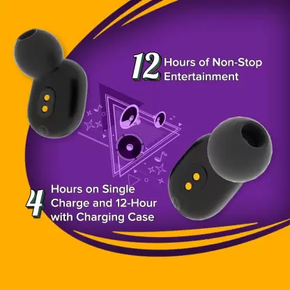 zopic Redmi Earbuds 2C Truly Wireless in black color Ear Earbuds with Mic, Bluetooth 5.0, Up to 12 Hours Playback, IPX4 Splash & Sweat Proof, Light Weight, Touch Control & Supports Voice Assistance