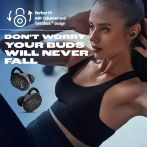 JBL Endurance Race Earbuds True Wireless in Ear Active Sports Earbuds with Mic, 30Hrs Playtime, IP67 Water & Dustproof, Secure fit with Enhancer & Twistlock Design for Running & Workouts (Black Color)