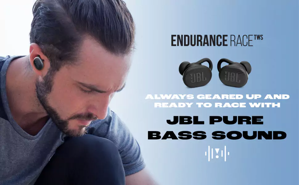 zopic JBL Endurance Race Earbuds True Wireless in Ear Active Sports Earbuds with Mic, 30Hrs Playtime, IP67 Water & Dustproof, Secure fit with Enhancer & Twistlock Design for Running & Workouts (Black Color)