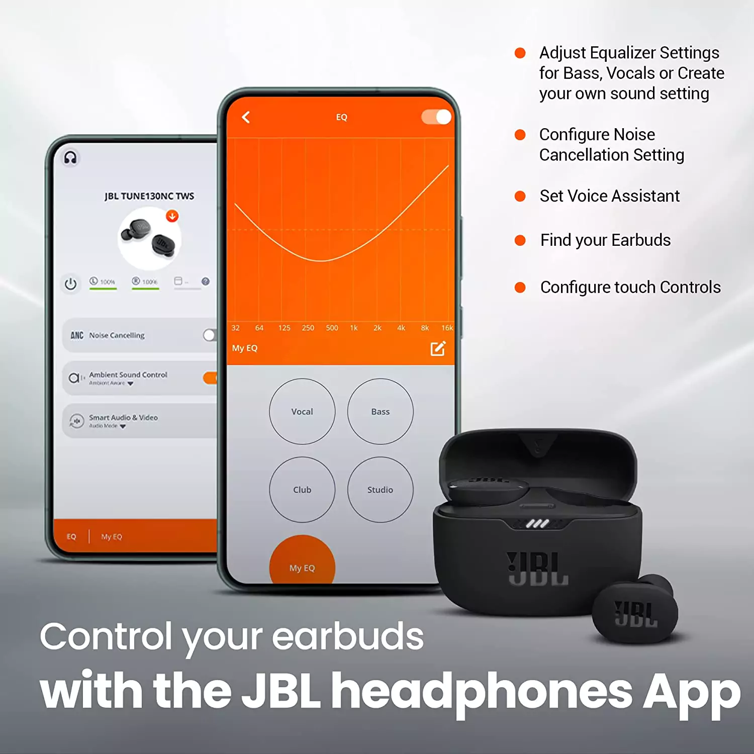 zopic JBL Tune 130NC Earbuds TWS, Active Noise Cancellation Earbuds Upto 40dB, APP - Adjust EQ for Extra Bass, Massive 40Hrs Playtime, Legendary Sound, 4 Mics for Clear Calls, Bluetooth 5.2