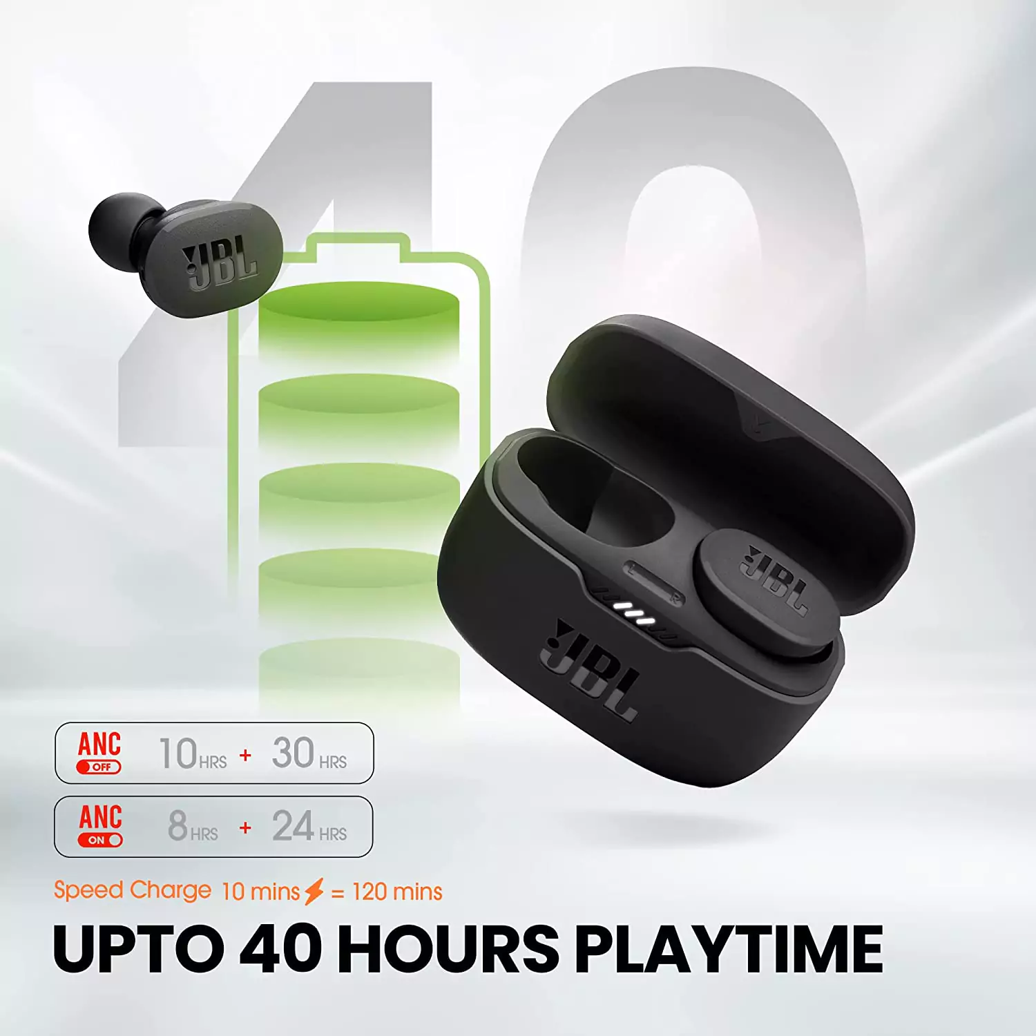 zopic JBL Tune 130NC Earbuds TWS, Active Noise Cancellation Earbuds Upto 40dB, APP - Adjust EQ for Extra Bass, Massive 40Hrs Playtime, Legendary Sound, 4 Mics for Clear Calls, Bluetooth 5.2