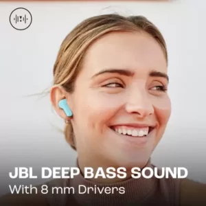 JBL Wave Beam Earbuds in-Ear TWS with Mic, App for Customized Extra Bass EQ, 32 Hours Battery and Quick Charge, IP54 Water & Dust Resistance, Ambient Aware & Talk-Thru, Google Fast Pair