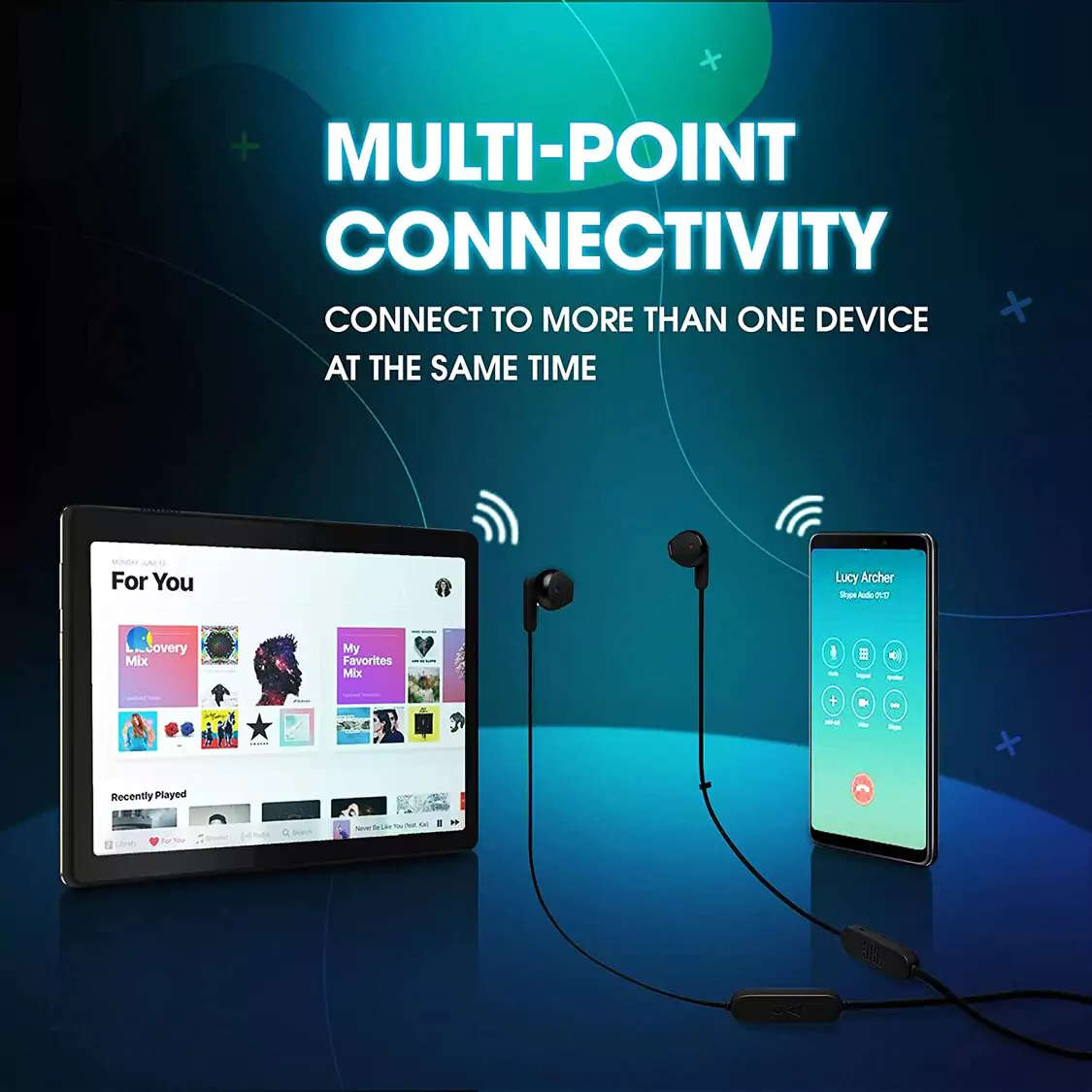 Zopic JBL Tune 215BT in Ear Bluetooth Wireless Neckband 16 Hours Playtime with Quick Charge, Earphones with Mic, 12.5mm Premium Earbuds with Pure Bass, BT 5.0, Dual Pairing, Type C & Voice Assistant Support