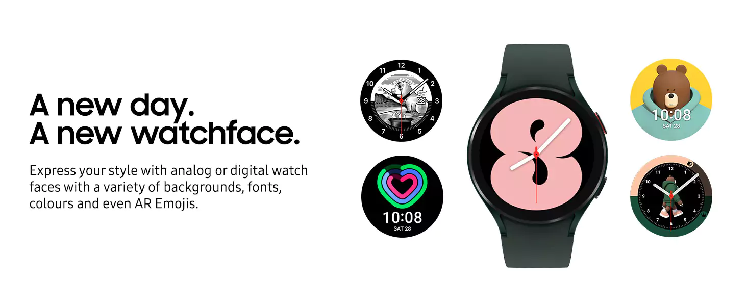 zopic Samsung Galaxy Watch 4 Smartwatch Bluetooth Calling 44mm Only compatible with Android Smartphones (Runs on Wear OS Powered by Samsung) Bioelectrical Impedance Analysis Sensor for Body Composition Analysis, Optical Heart Rate Sensor. Health Monitoring features such as Advanced Sleep Analysis & Women's Health. Enhanced Fitness tracking lets you track 90+ workouts; Enriched App availability and connectivity with Wear OS, Powered by Samsung. Typical Usage Time (Hours): up to 40 Hours. Connectivity Technology: Usb; Item Type Name: Smart Watch; Included Components: ‎Galaxy Watch::Watch Strap::Wireless Charger::Quick Start Quide