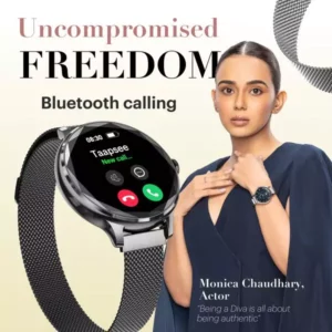 Noise Diva Smartwatch with Diamond Cut Dial Best for Female, (Gold Color) AI Voice Assistant, Bluetooth Calling, 4 Days Battery Life, Glossy Metallic Finish, AMOLED Display, Mesh Metal and Leather Strap Options, 100+ Watch Faces, Female Cycle Tracker Noisefit Smart Watch for Girls & Women
