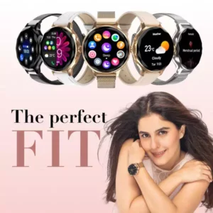 Noise Diva Smartwatch with Diamond Cut Dial Best for Female, (Pearl White Color) AI Voice Assistant, Bluetooth Calling, 4 Days Battery Life, Glossy Metallic Finish, AMOLED Display, Mesh Metal and Leather Strap Options, 100+ Watch Faces, Female Cycle Tracker Noisefit Smart Watch for Girls & Women