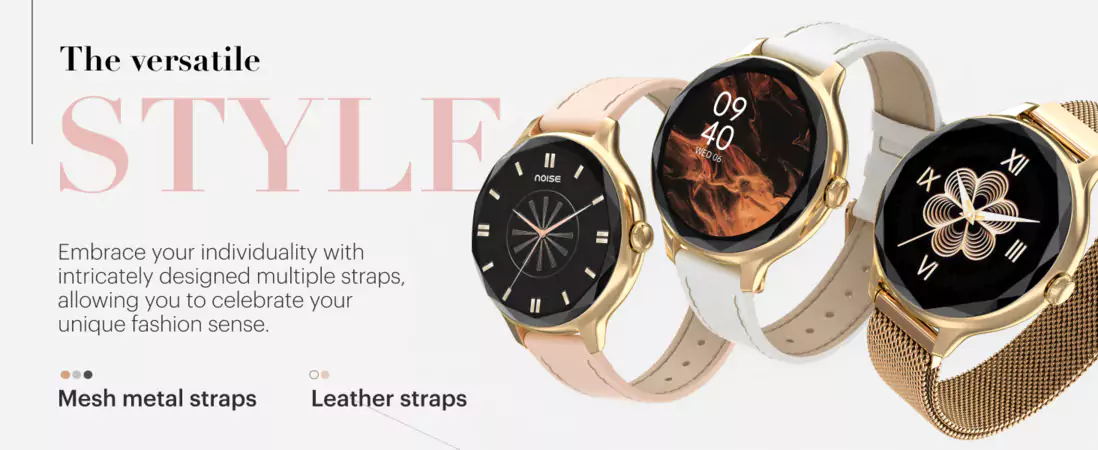 zopic Noisefit noise Diva Smartwatch for female woman girls 4-day long battery life Diamond Cut dial, Glossy Metallic Finish, AMOLED Display, Options, Female Cycle Tracker Smart (6)