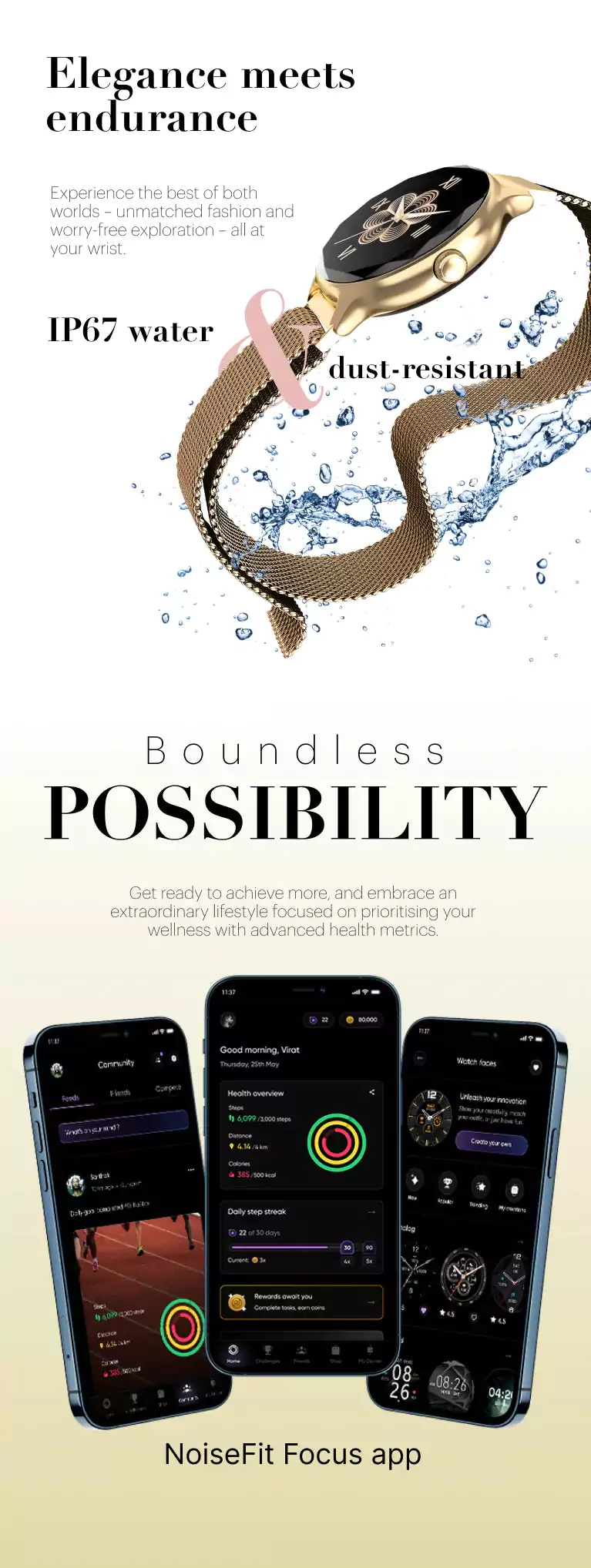 zopic Noisefit noise Diva Smartwatch for female woman girls 4-day long battery life Diamond Cut dial, Glossy Metallic Finish, AMOLED Display, Options, Female Cycle Tracker Smart (6)