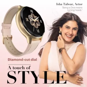 Noise Diva Smartwatch with Diamond Cut Dial Best for Female, (Black Link Color) AI Voice Assistant, Bluetooth Calling, 4 Days Battery Life, Glossy Metallic Finish, AMOLED Display, Mesh Metal and Leather Strap Options, 100+ Watch Faces, Female Cycle Tracker Noisefit Smart Watch for Girls & Women