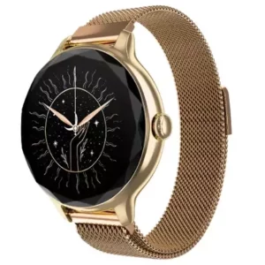 zopic Noisefit noise Diva Smartwatch for female woman girls gold link color 4-day long battery life Diamond Cut dial, Glossy Metallic Finish, AMOLED Display, Options, Female Cycle Tracker Smart (5)