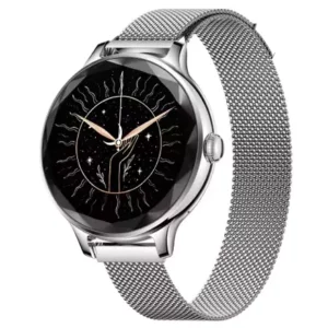 zopic Noisefit noise Diva Smartwatch for female woman girls silver link color 4-day long battery life Diamond Cut dial, Glossy Metallic Finish, AMOLED Display, Options, Female Cycle Tracker Smart (3)
