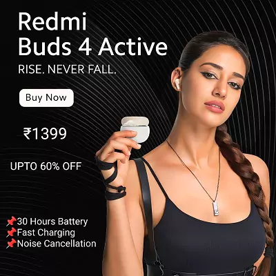 zopic redmi buds 4 active earbuds disha patani white black color best price noise cancellation 30 hours playtime battery fast charging india