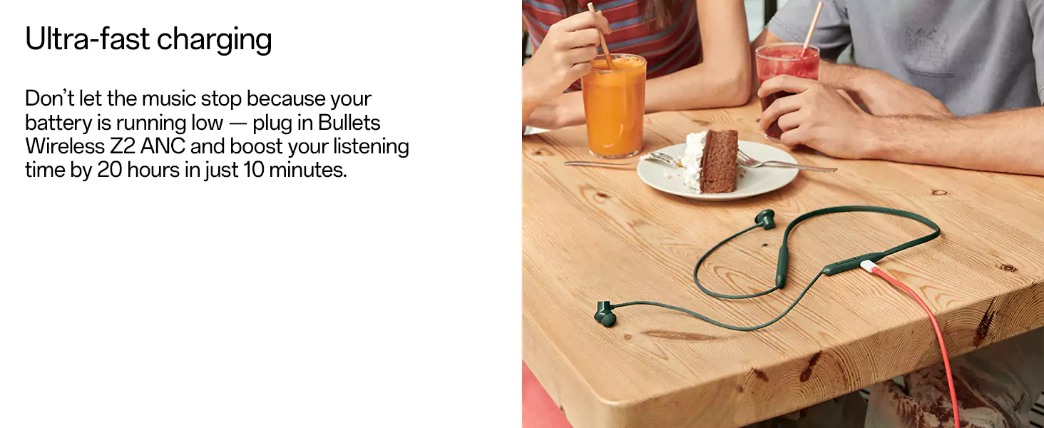 zopic OnePlus Bullets Wireless Z2 ANC Neckband Bluetooth in Ear Earphones with Mic, 28 Hours Battery, 45dB Hybrid ANC, Bombastic Bass, 12.4 mm Drivers, 10 Mins Charge, 20 Hrs Music