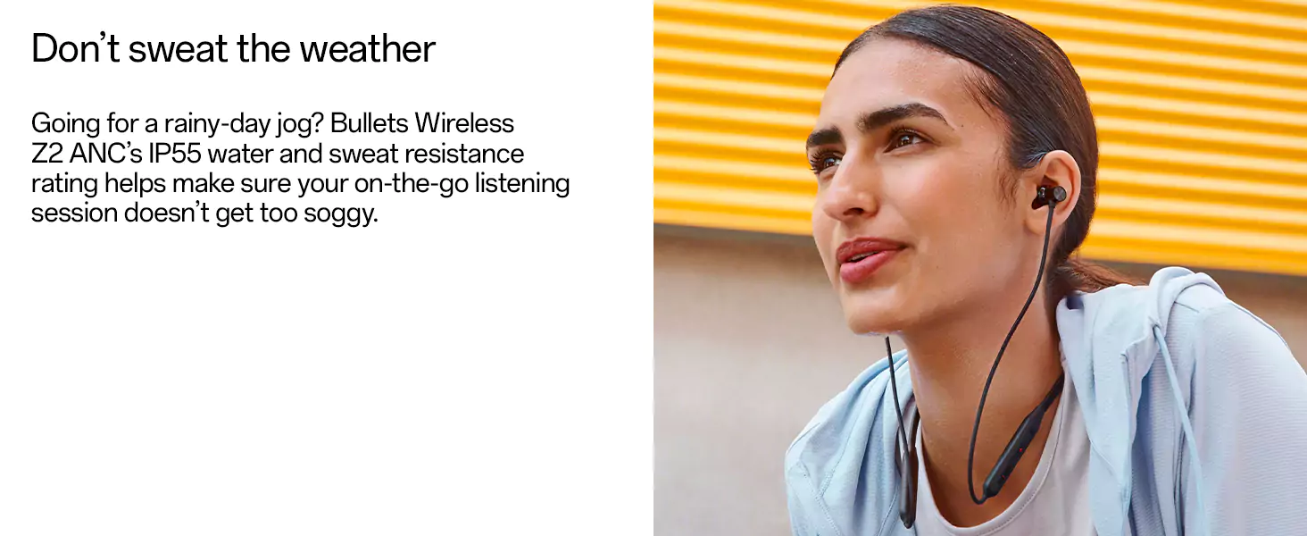 zopic OnePlus Bullets Wireless Z2 ANC Neckband Bluetooth in Ear Earphones with Mic, 28 Hours Battery, 45dB Hybrid ANC, Bombastic Bass, 12.4 mm Drivers, 10 Mins Charge, 20 Hrs Music