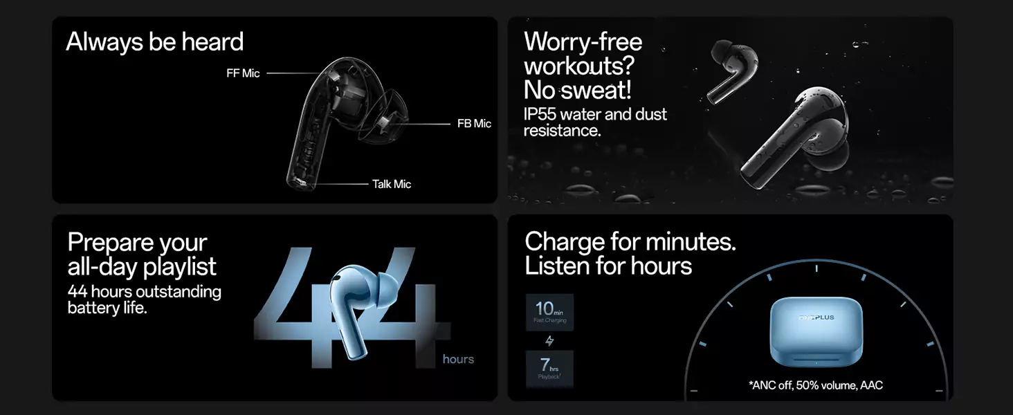 zopic OnePlus Buds 3 Earbuds in Ear blue color greTWS Bluetooth Upto 44Hrs Playback, Smart Adaptive Noise Cancellation, Upto 49dB , Hi-Res Sound Quality, Sliding Volume Control, 10mins for 7 Hours Fast Charging (7)