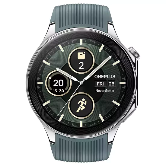 zopic OnePlus Watch 2 Smartwatch radiant steel color green color Wear OS 4, Snapdragon W5 Chipset, Upto 100hrs battery life, Bluetooth Calling, 1.43’’ AMOLED Display, Stainless Steel & Sapphire Crystal build, Dual Frequency GPS, 5 ATM, IP68 nwn2