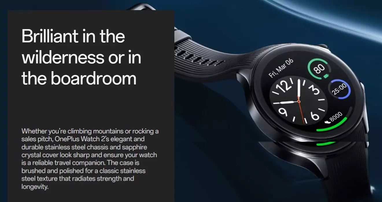 OnePlus Watch 2 Smartwatch Wear OS 4, Snapdragon W5 Chipset, Upto 100hrs battery life, Bluetooth Calling, 1.43’’ AMOLED Display, Stainless Steel & Sapphire Crystal build, Dual Frequency GPS, 5 ATM, IP68