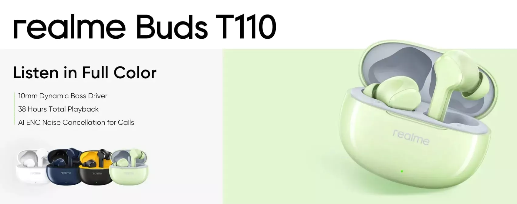 Zopic realme Buds T110 Earbuds TWS 38 Hours Total Playback, AI ENC Noise Cancellation for Calls, 10mm Dynamic Bass Drivers, Smart Touch Control, IPX5, 88ms Super Low Latency (5)